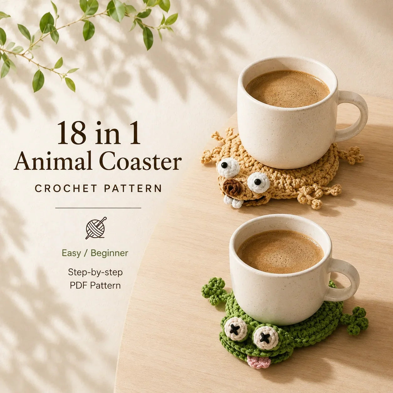 18-in-1 Animal Coaster Crochet Pattern